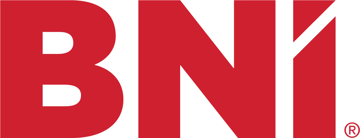 BNI Logo in Rot mit eingetragenem Markenzeichen auf weißem Hintergrund
