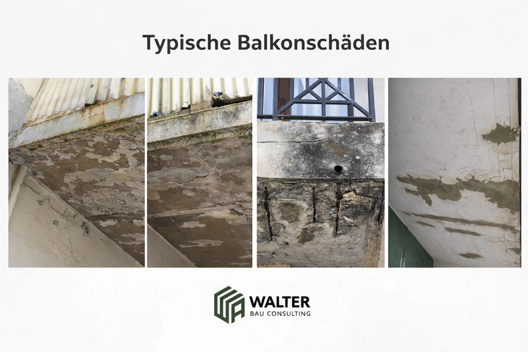 Betonschaden an einer Balkonunterseite