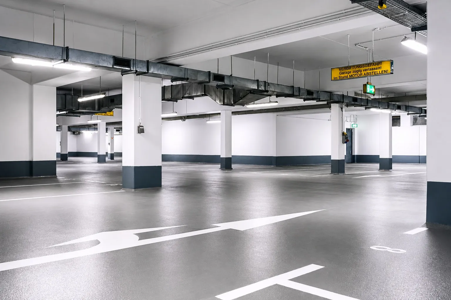 Sanierte Tiefgarage mit neuer Bodenbeschichtung